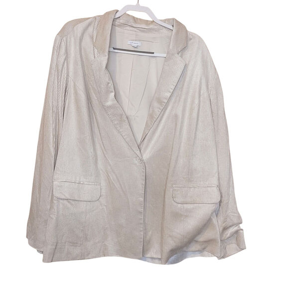 J JIll Corduroy Size 3X Plus Size Long Blazer Pearly Soft Light Sand Color - Picture 1 of 11